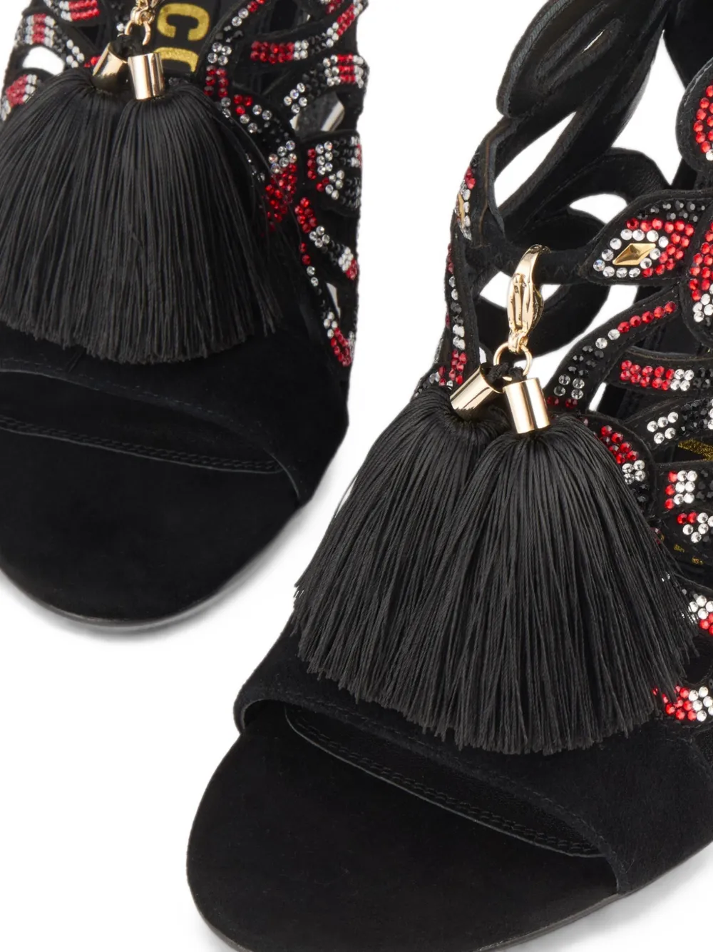 Kat Maconie Aya Saba snake-embellished tassel sandals Zwart