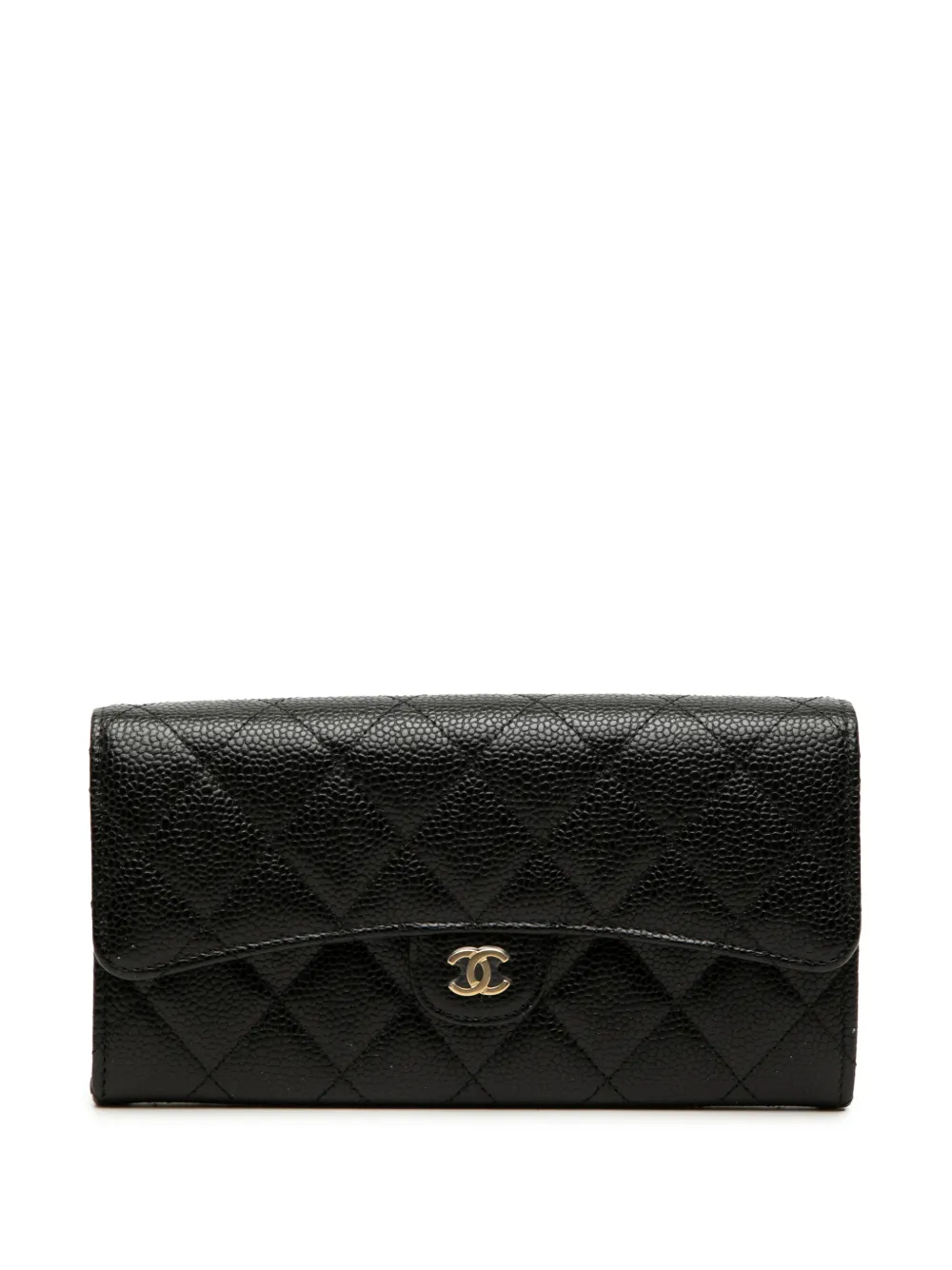 CHANEL Pre-Owned 2021-2026 Quilted Caviar Classic Flap Wallet long wallets - Nero