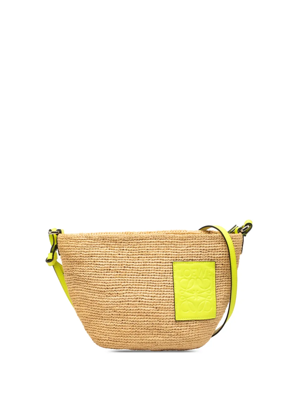 Loewe Pre-Owned 2020 Raffia and Calfskin Slit Pochette crossbody bag - Toni neutri