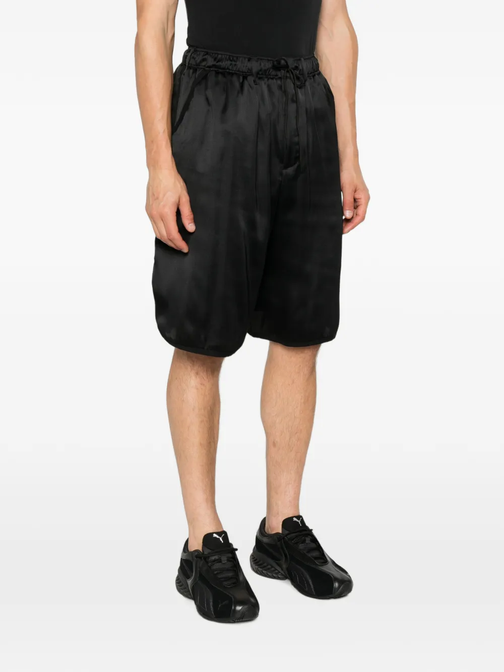 Y-3 Shorts met trekkoord en logodetail Zwart
