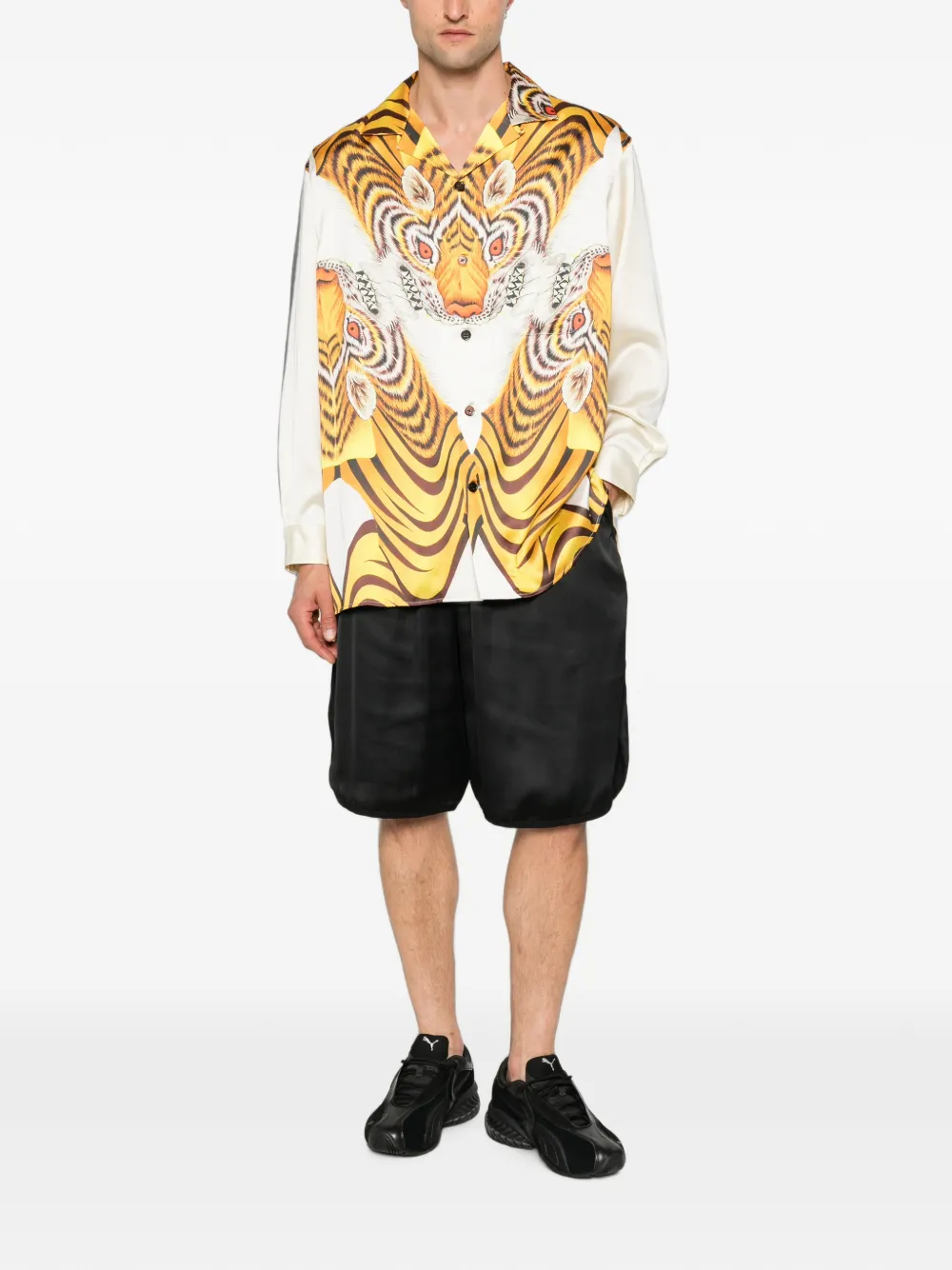Y-3 Shorts met trekkoord en logodetail Zwart