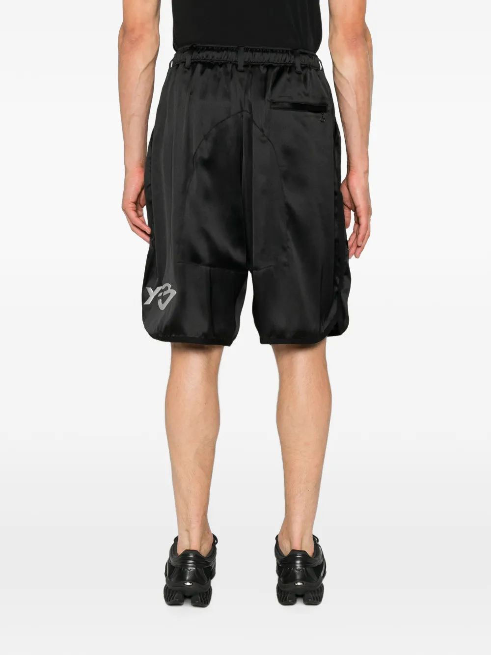 Y-3 Shorts met trekkoord en logodetail Zwart