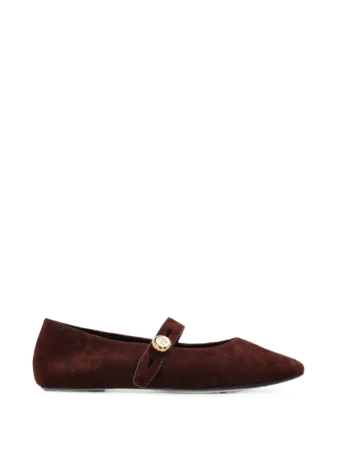 Tory Burch suede logo-button ballet flats