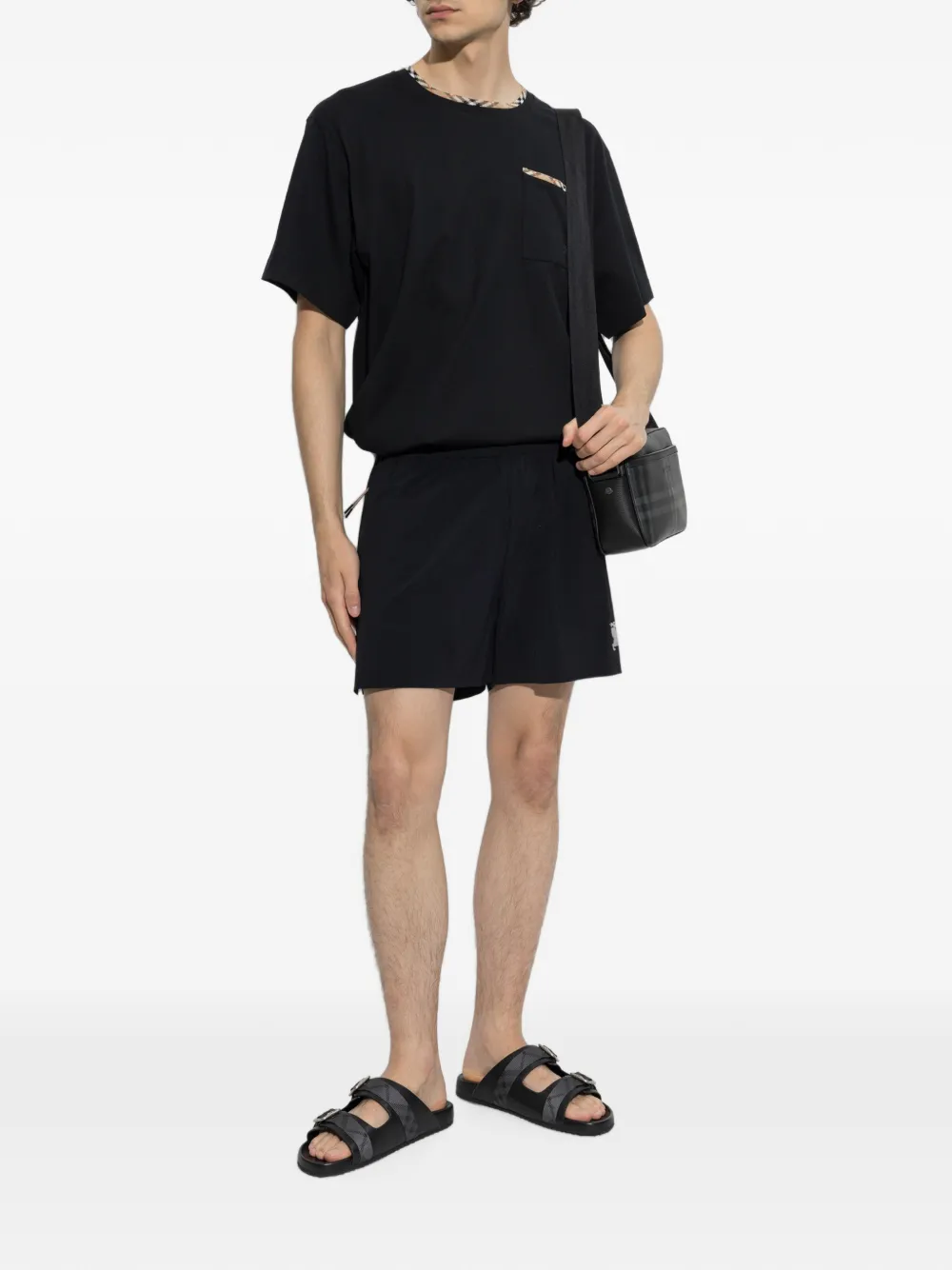 Burberry Stretch shorts met geruite afwerking Zwart