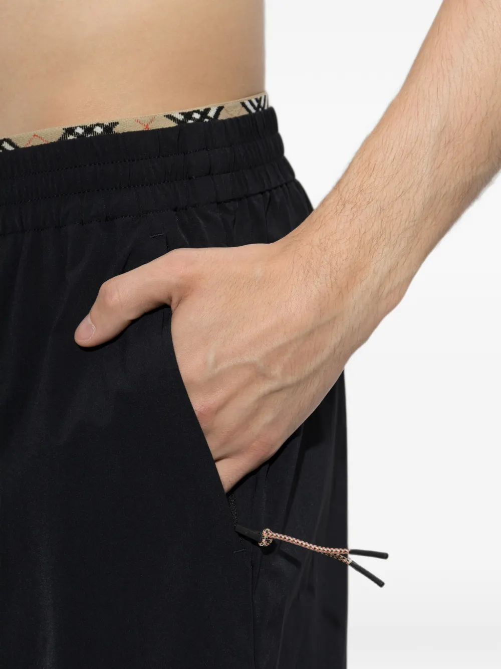Burberry Stretch shorts met geruite afwerking Zwart