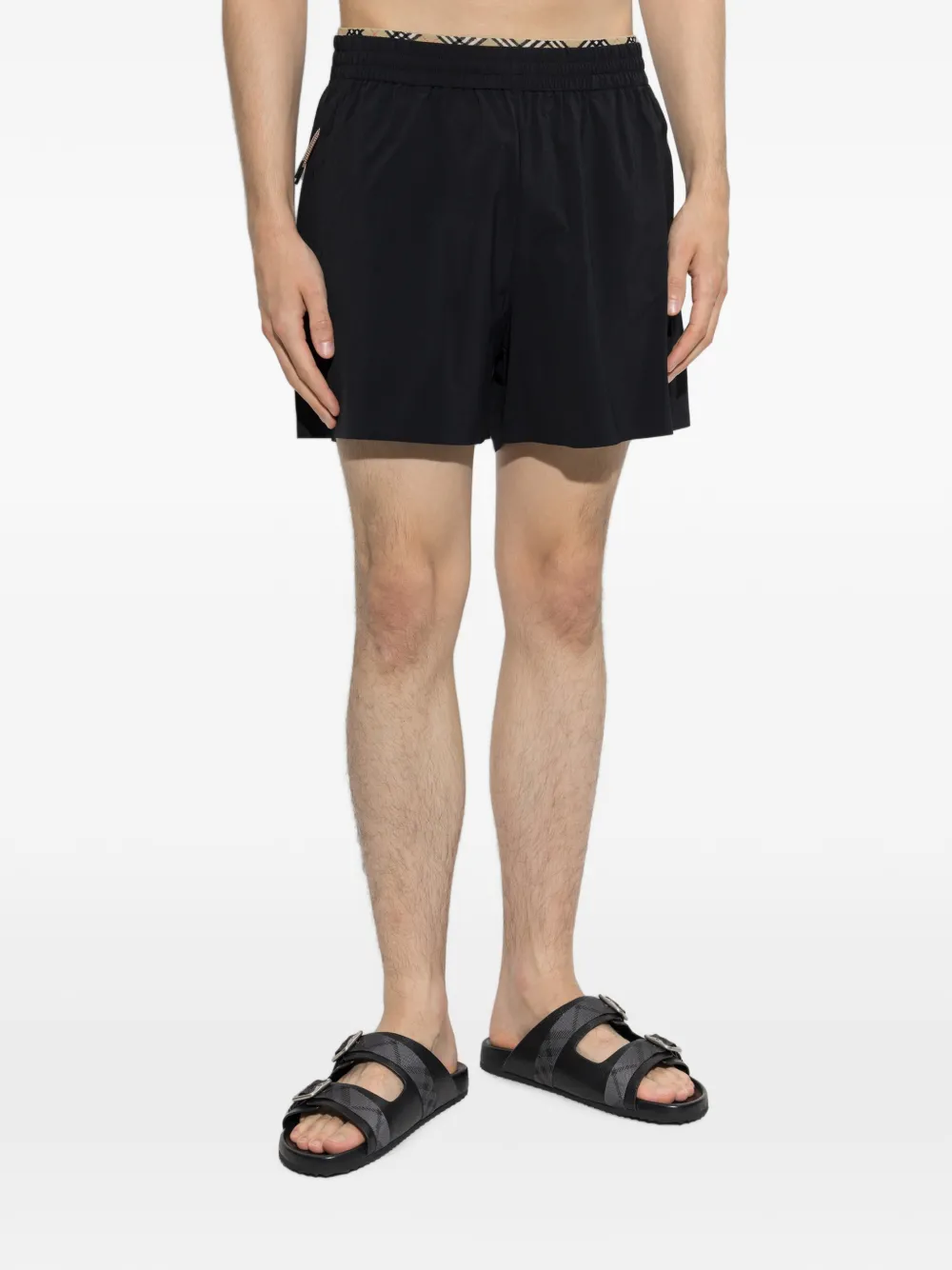 Burberry check-trim stretch shorts - Nero