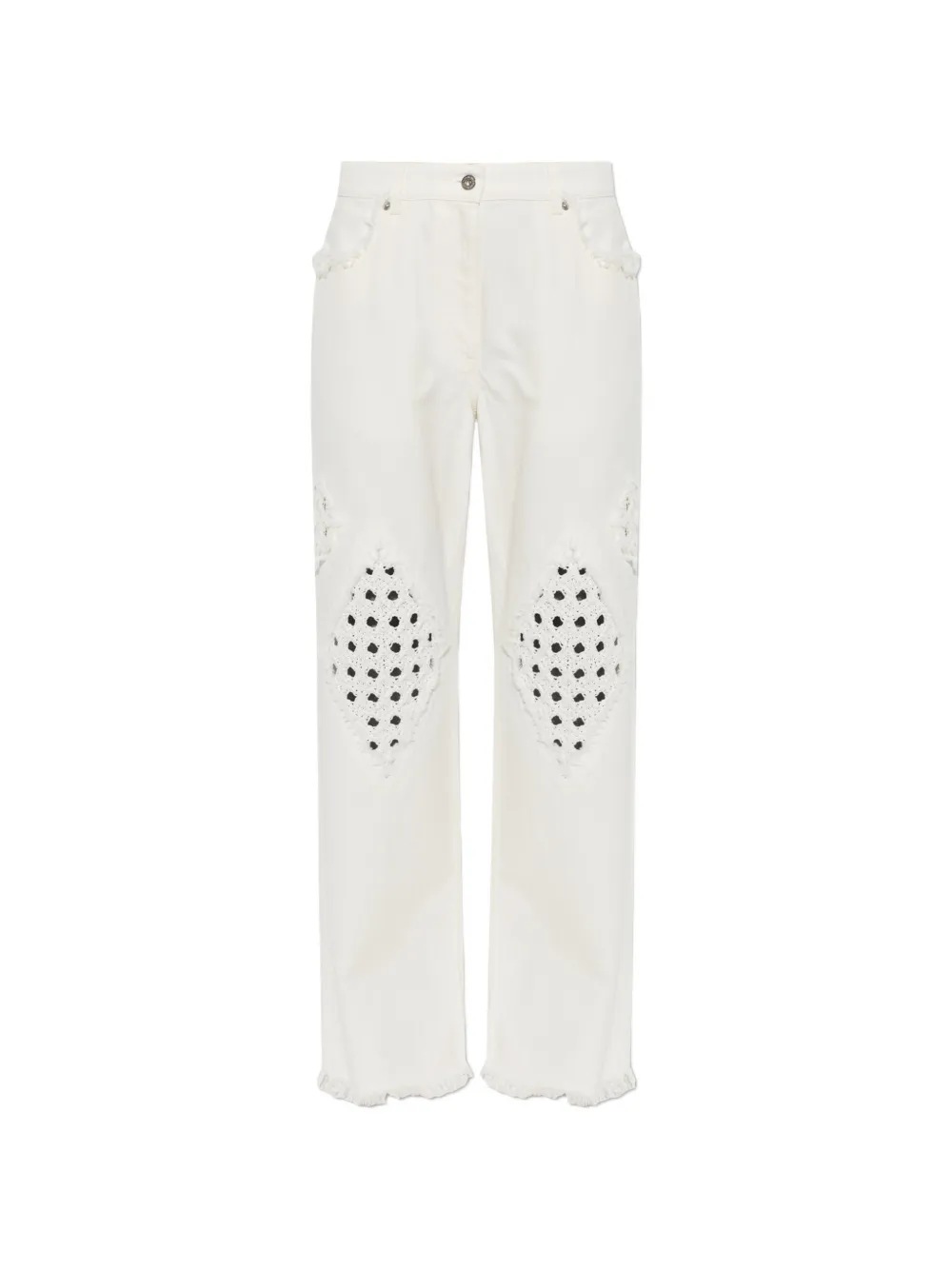 Ferragamo crochet-insert frayed jeans - Bianco