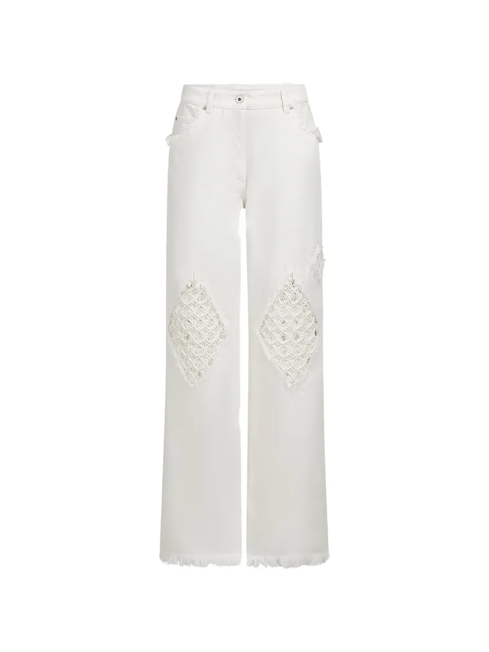 Ferragamo crochet-insert frayed jeans - Bianco