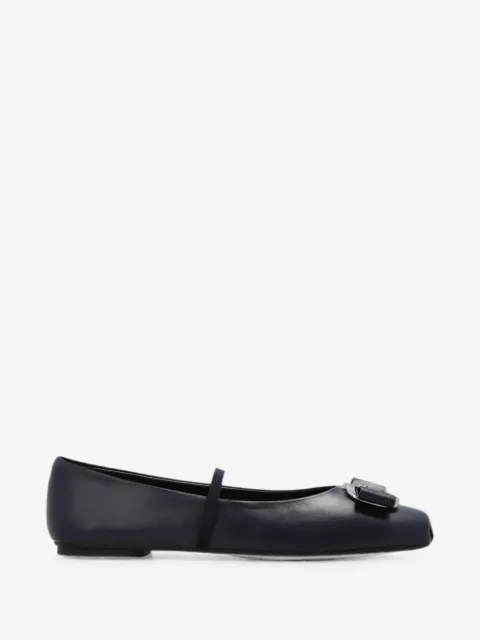 Zina bow-detail leather ballet flats