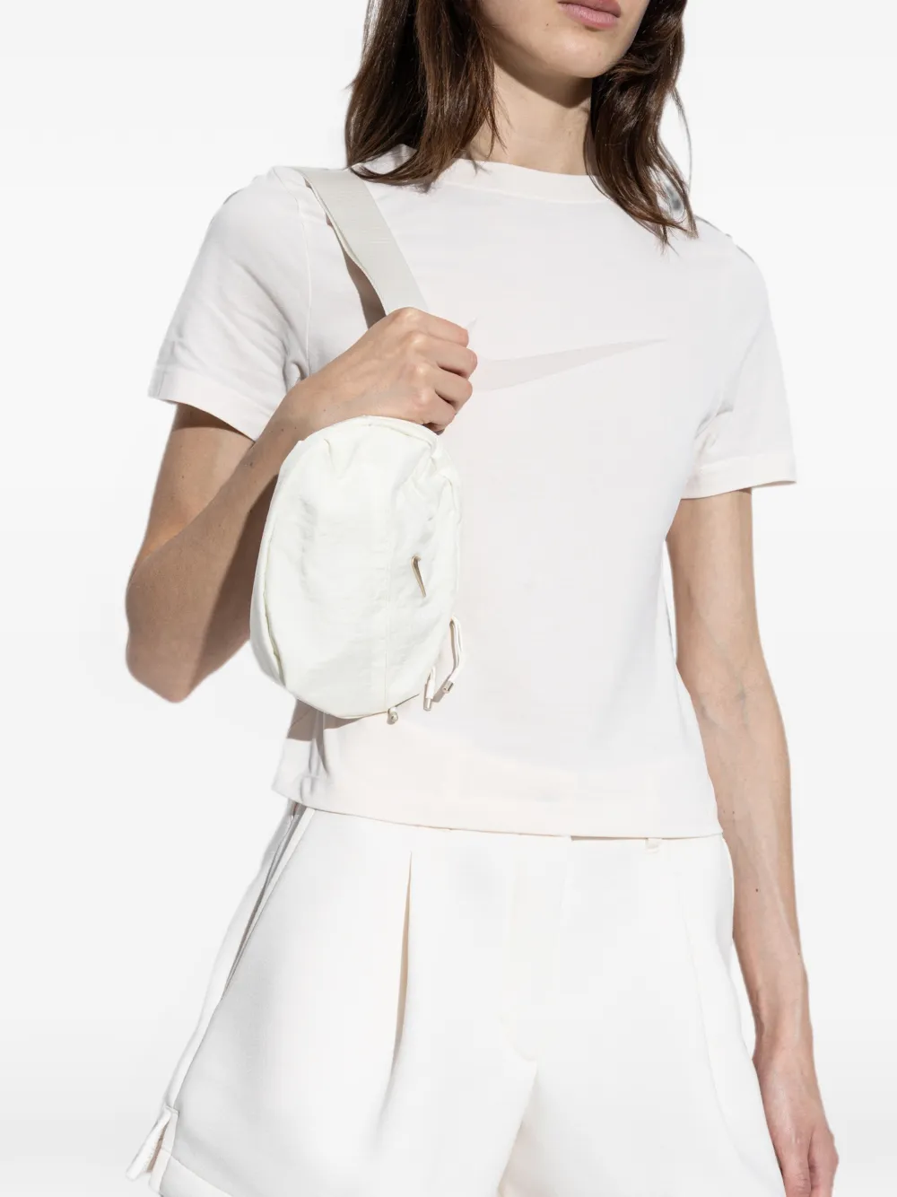 Nike logo-plaque crossbody bag Beige