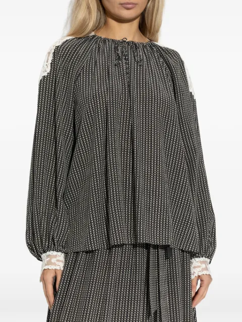 Chloé lace-trimmed geometric-print top