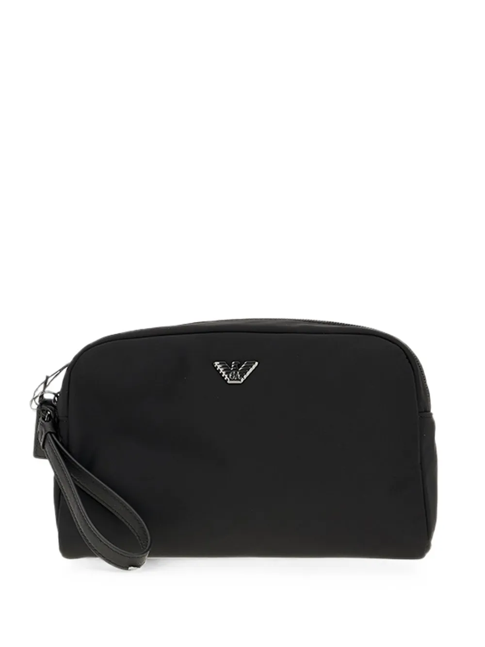 Emporio Armani logo-plaque wristlet clutch bag - Nero