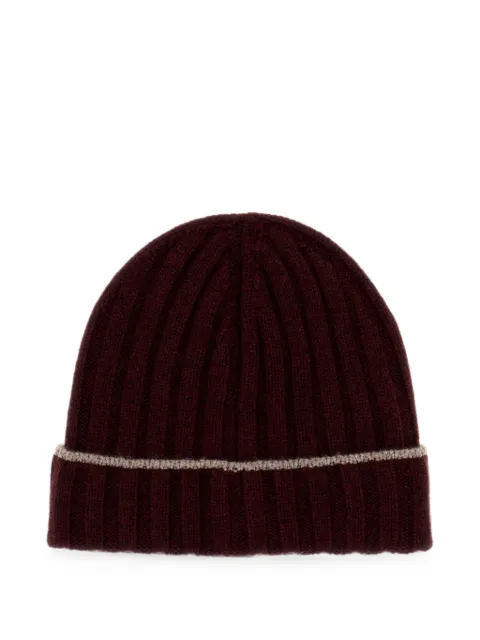 Brunello Cucinelli ribbed-knit contrast-stripe beanie hat