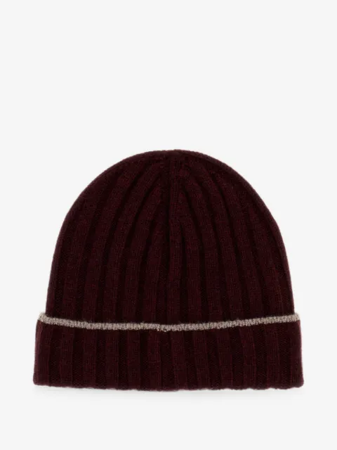 Brunello Cucinelli ribbed-knit contrast-stripe beanie hat