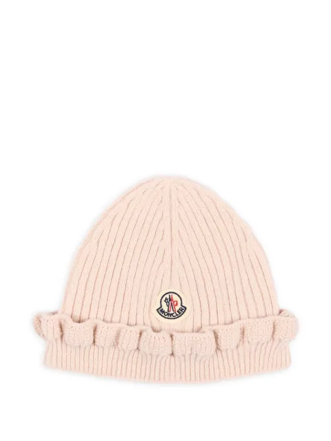 Moncler Enfant ruffled ribbed-knit beanie hat