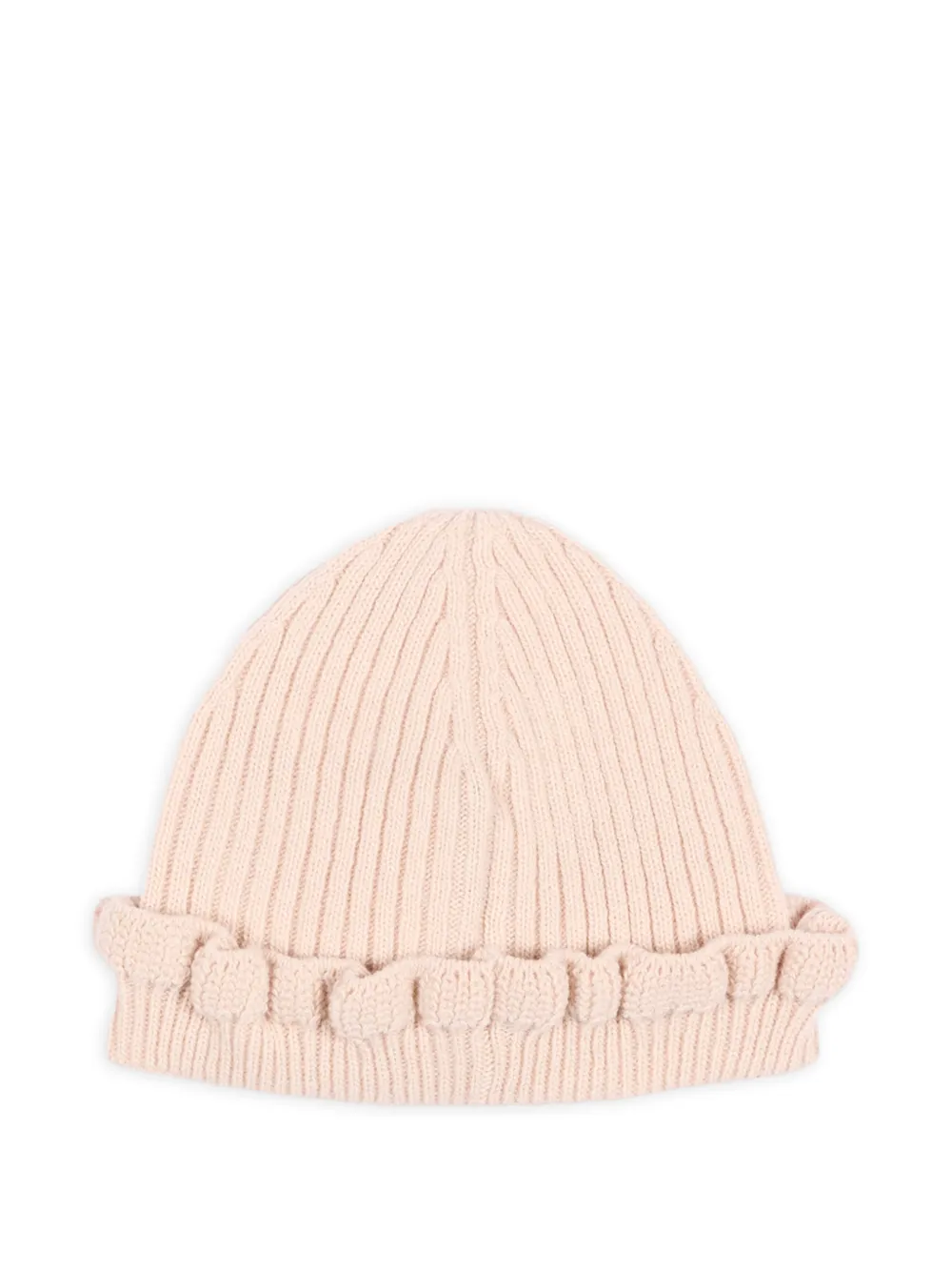 Moncler Enfant Ribgebreide muts met ruches Roze