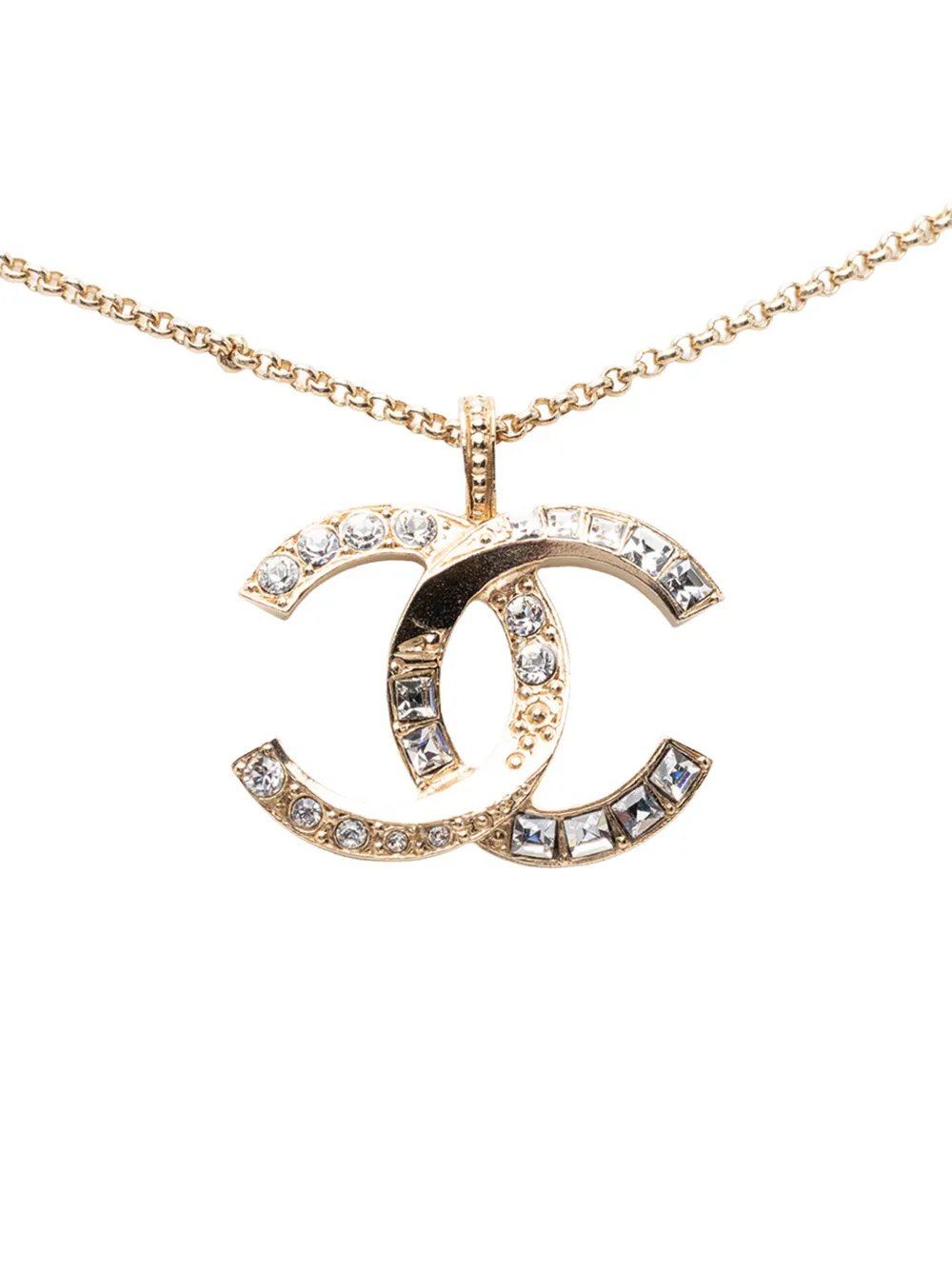 CHANEL Pre-Owned 2019 CC Gold Plated Strass Pendant Necklace costume necklace - Oro