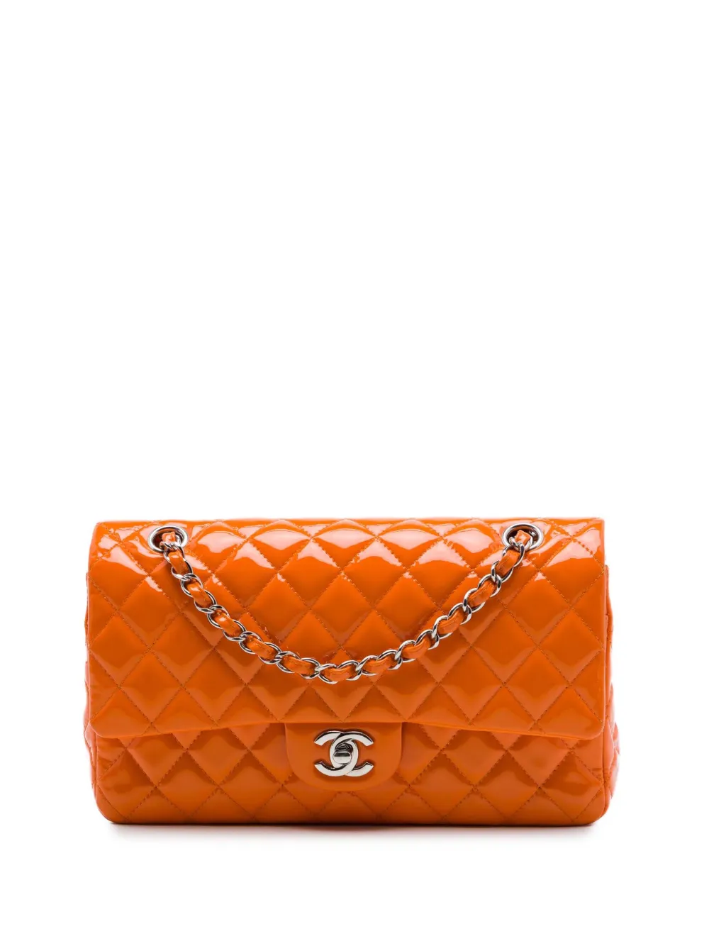 CHANEL Pre-Owned 2014 Medium Classic Patent Double Flap shoulder bag - Arancione