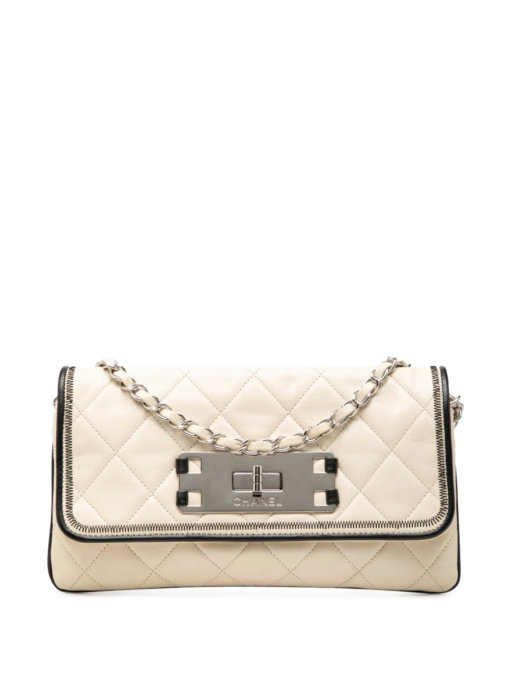CHANEL Pre-Owned 2008-2009 Quilted Lambskin Reissue East West Flap shoulder bag - Bianco