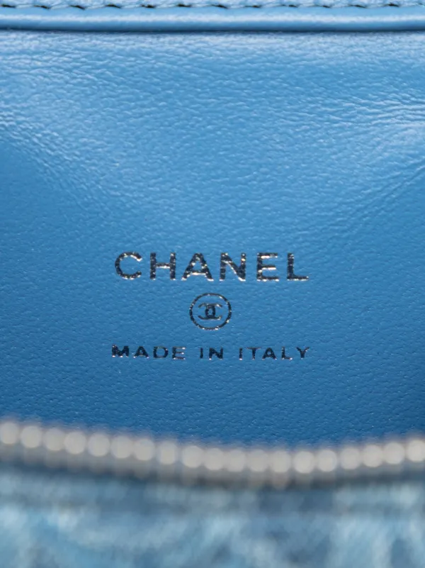 CHANEL Pre-Owned 2021-2026 Mini Quilted Denim Camellia Sweetheart