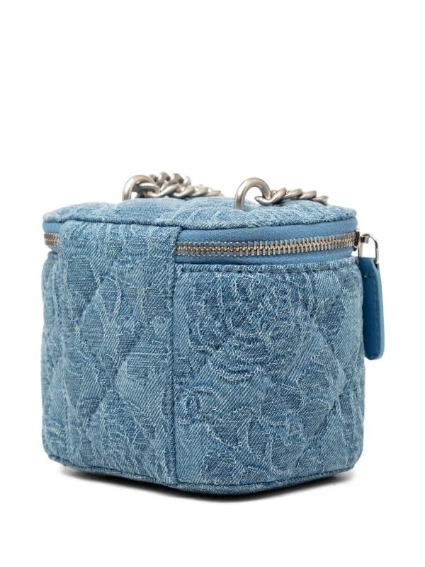 CHANEL Pre-Owned 2021-2026 Mini Quilted Denim Camellia Sweetheart