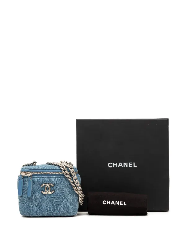 CHANEL Pre-Owned 2021-2026 Mini Quilted Denim Camellia Sweetheart