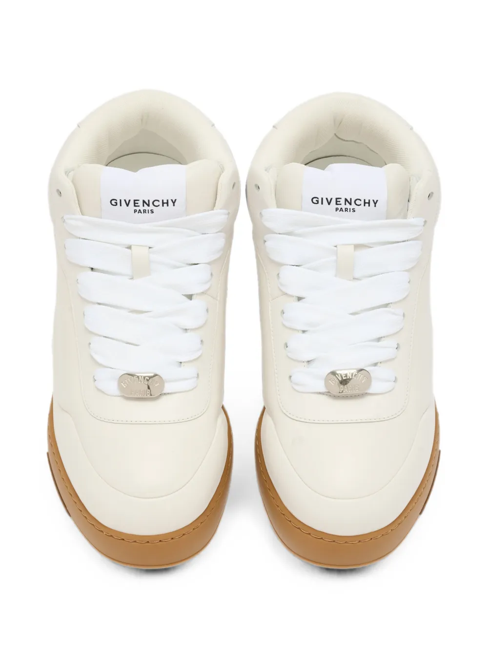 Givenchy logo-plaque leather sneakers Beige