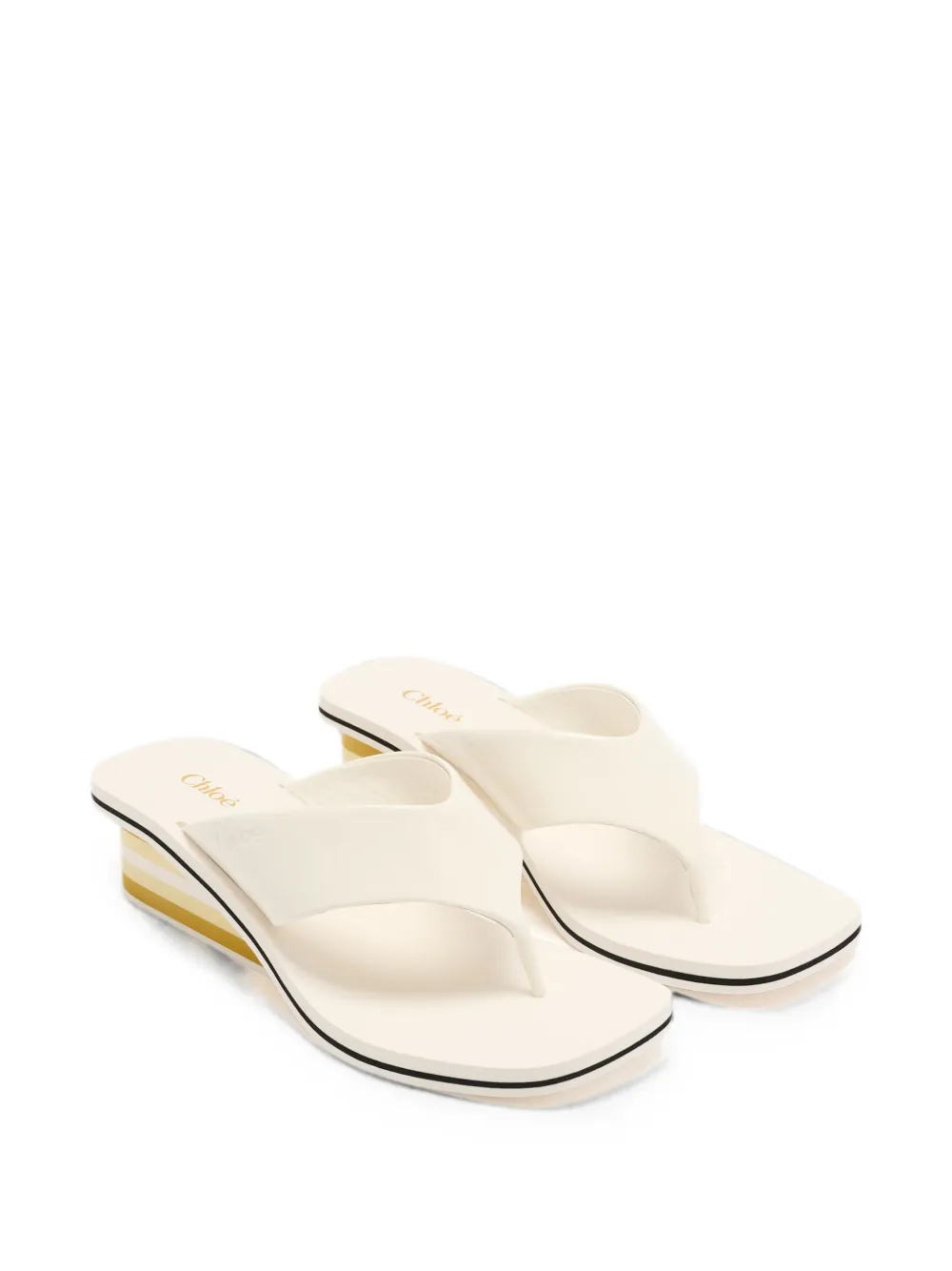 Chloé striped wedge-heel flip-flops Beige