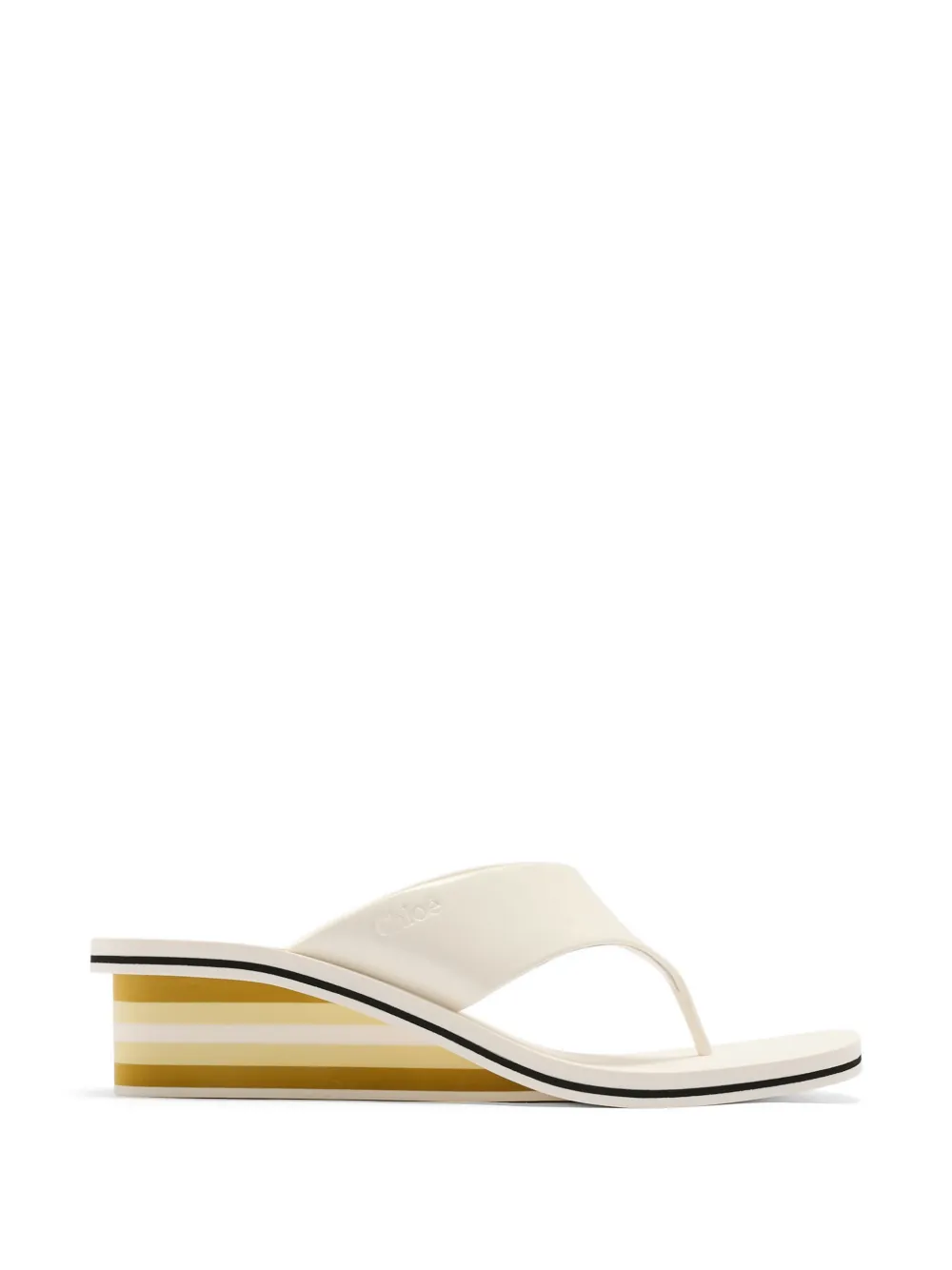 Chloé striped wedge-heel flip-flops - Nude