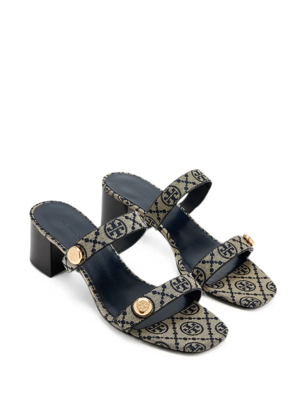 Tory Burch Romy T Monogram button-embellished sandals Beige