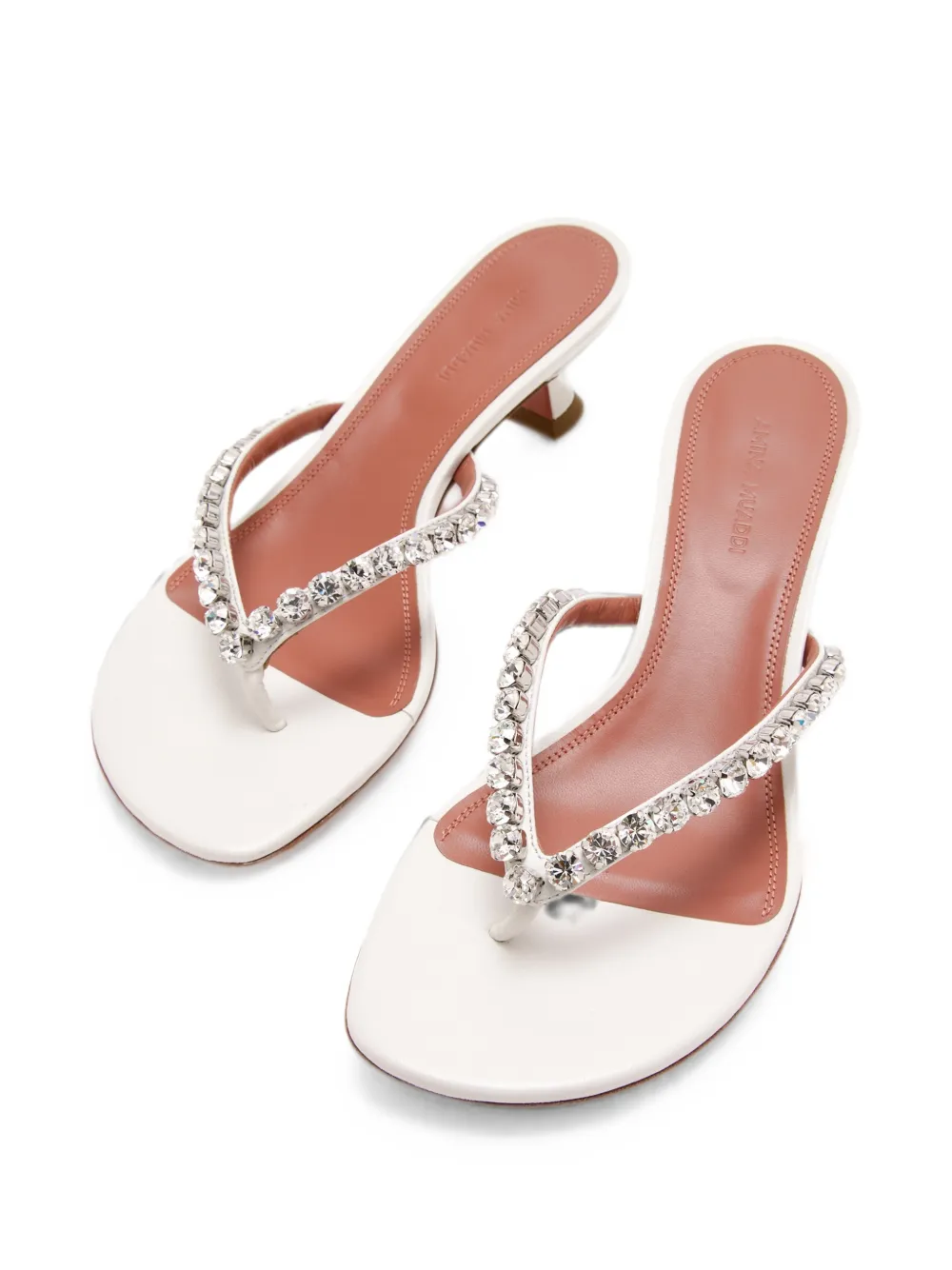 Amina Muaddi crystal-embellished leather sandals Wit