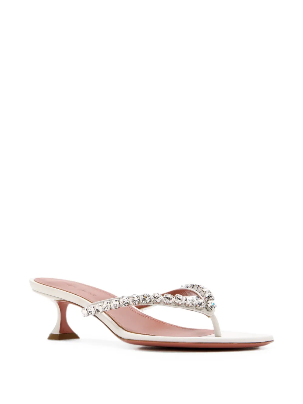 Amina Muaddi crystal-embellished leather sandals Wit