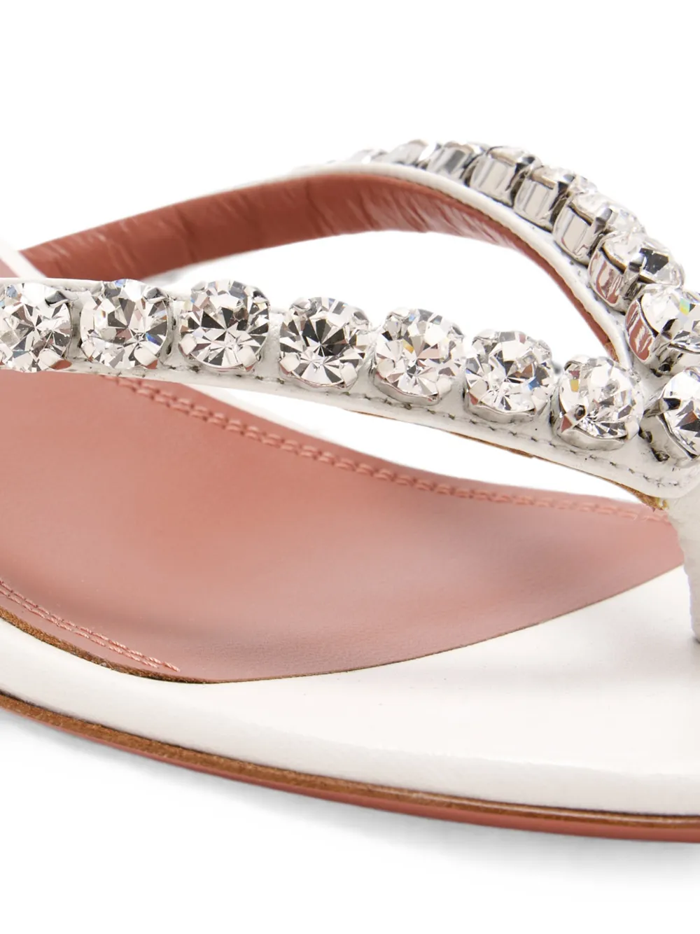 Amina Muaddi crystal-embellished leather sandals Wit