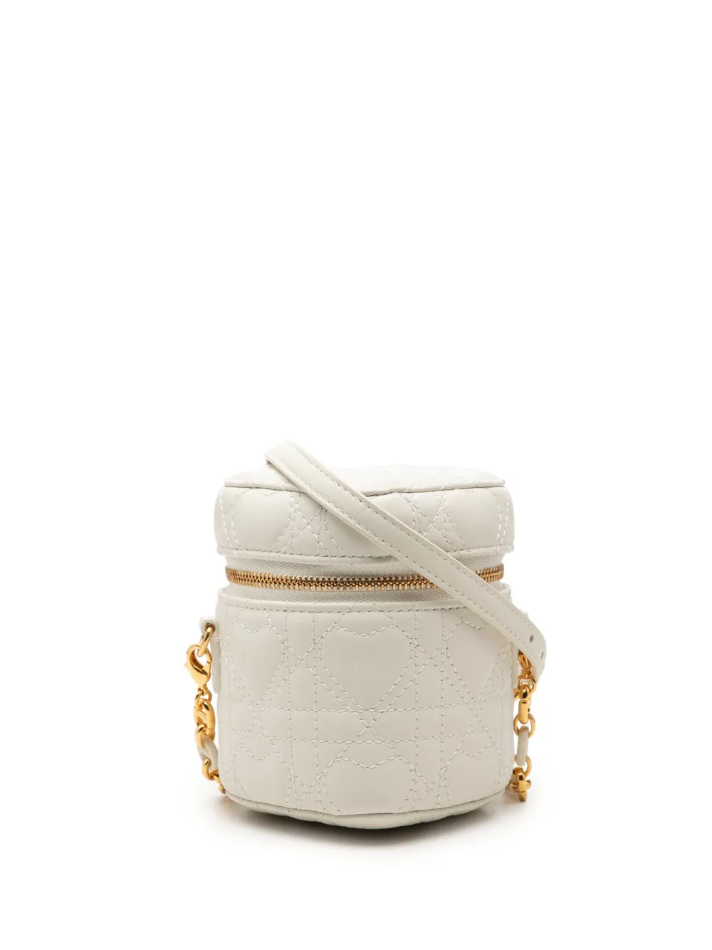 Christian Dior Pre-Owned 2024 DiorAmour Micro Lambskin Cannage Heart Vanity Case with Chain crossbody bag - Bianco