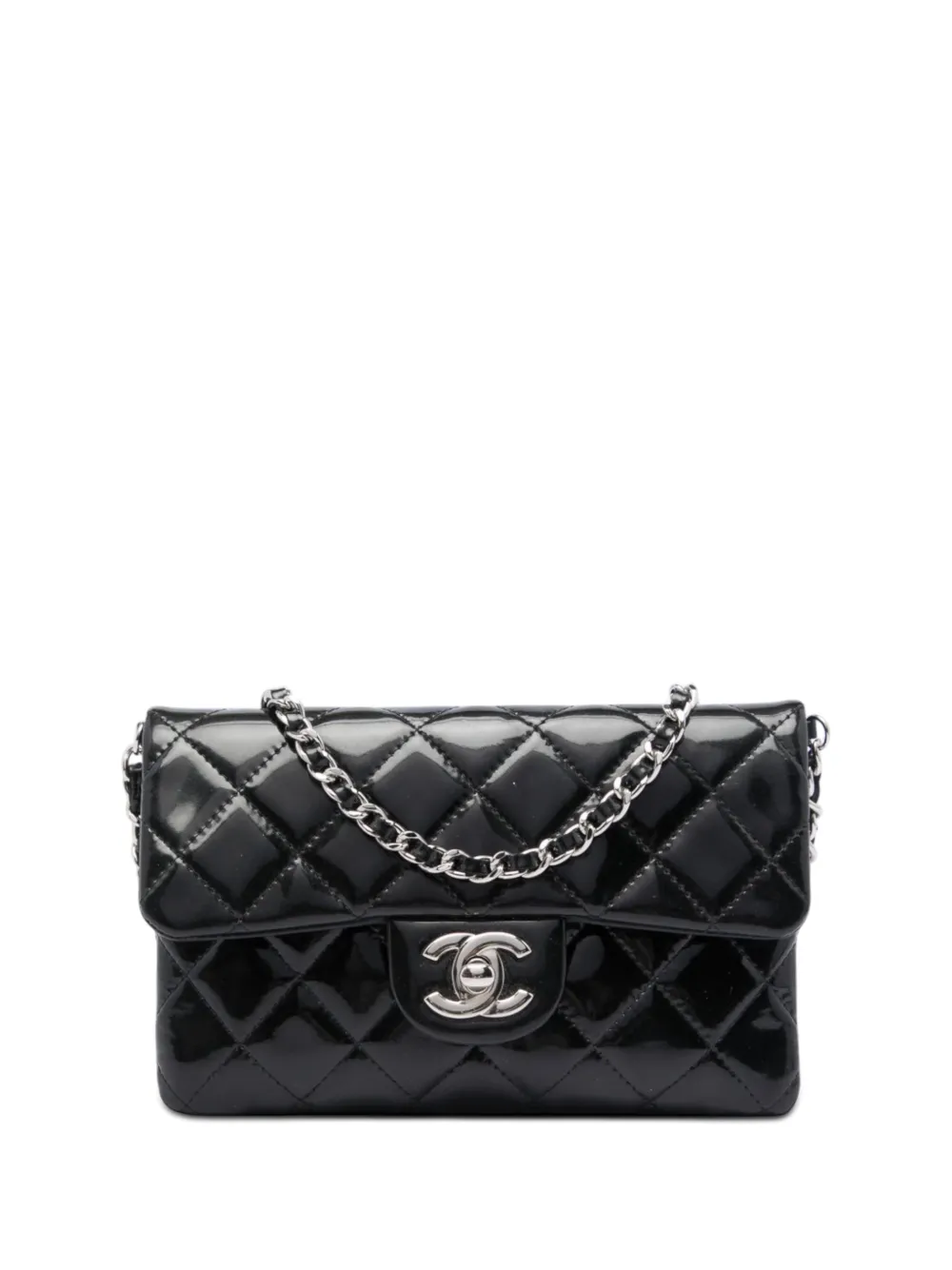 CHANEL Pre-Owned 2013-2014 CC Quilted Patent Flap crossbody bag - Nero