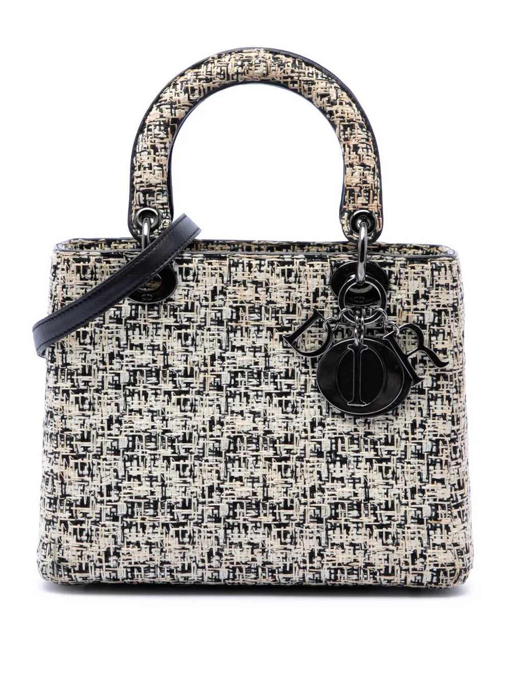 Christian Dior Pre-Owned 2013 Medium Tweed Lady Dior satchel - White