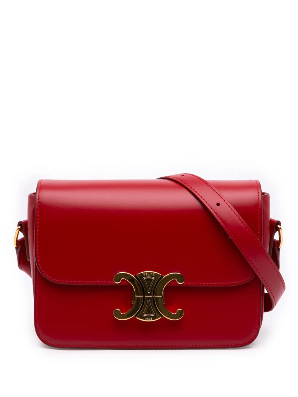 Celine Pre-Owned 2024 Teen Shiny Calfskin Triomphe crossbody bag - Rosso