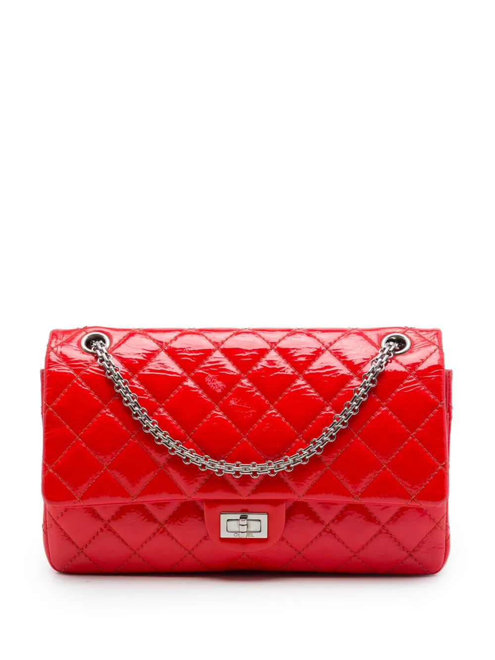 CHANEL Pre-Owned 2010-2011 Quilted Crinkled Patent Reissue 2.55 Double Flap 226 shoulder bag - Rosso
