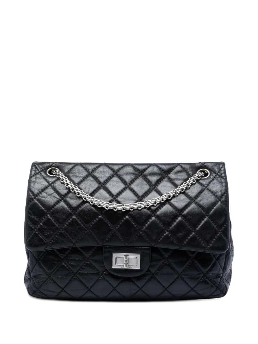 CHANEL Pre-Owned 2008-2009 Quilted Aged Calfskin Reissue 2.55 Double Flap 227 shoulder bag - Nero