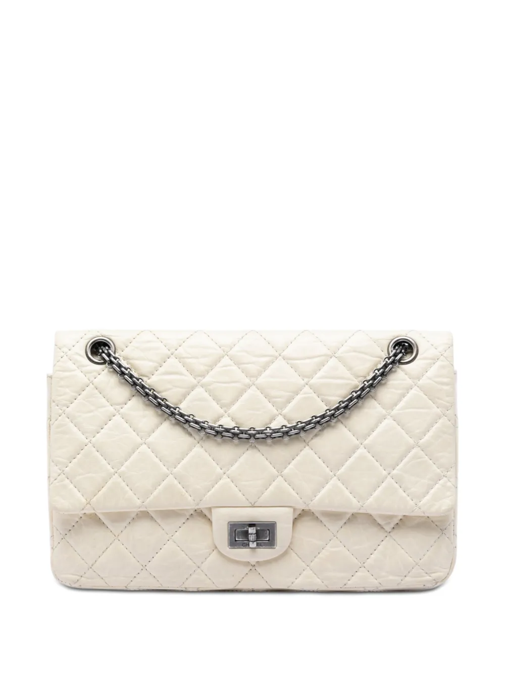 CHANEL Pre-Owned 2012 Quilted Aged Calfskin Reissue 2.55 Double Flap 226 shoulder bag - Bianco