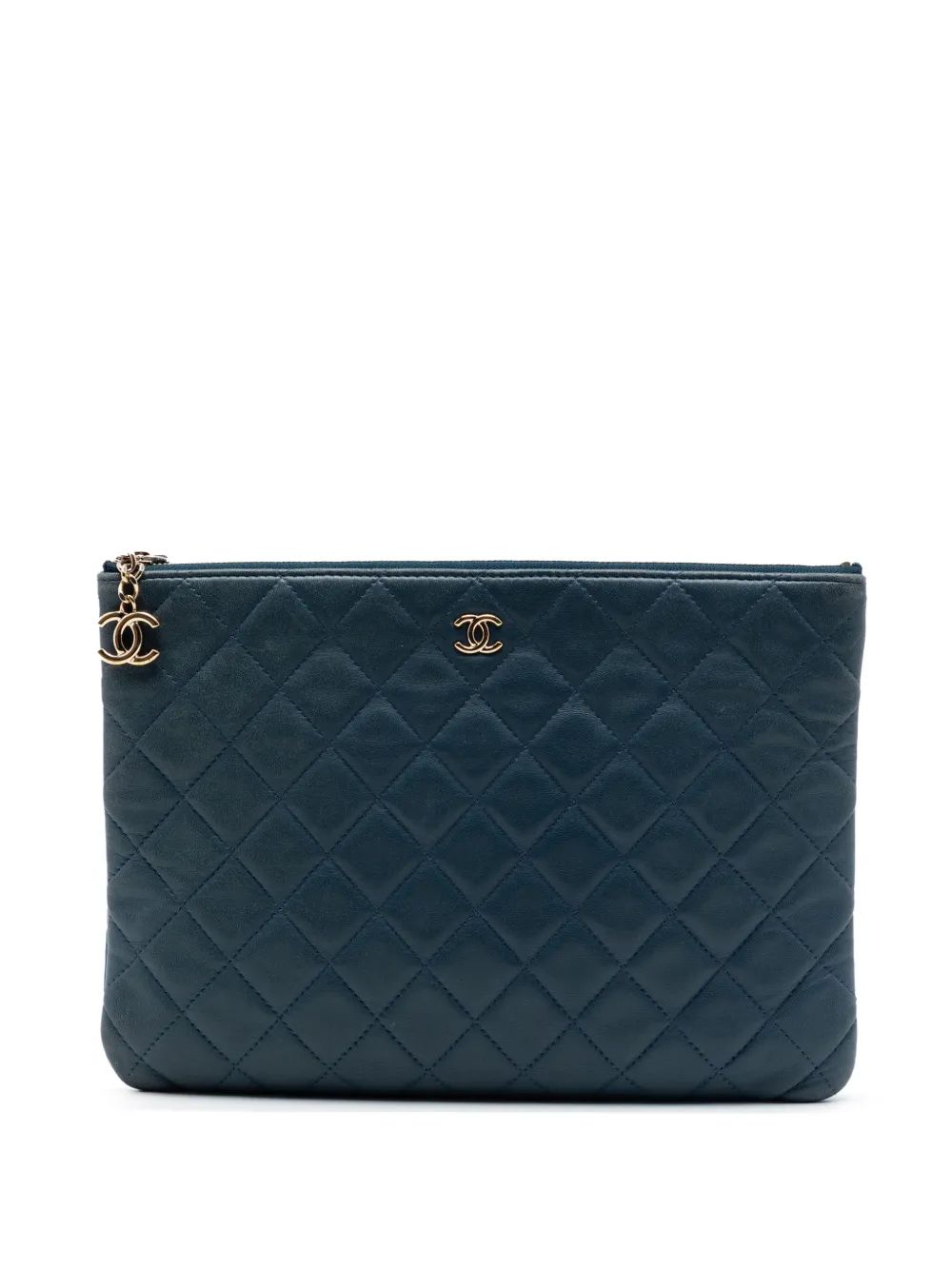 CHANEL Pre-Owned 2016-2017 Medium Quilted Lambskin Cuba La Habana O Case clutch bag - Blu