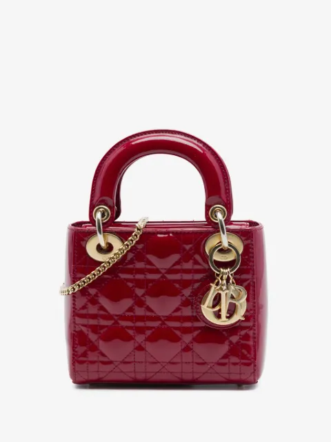 Christian Dior Pre-Owned bolsa satchel Lady Dior mini de charol y lona Cannage 2019