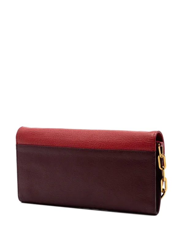 Miu Miu Pre-Owned 2010-2026 Bicolor Goatskin Madras Bow Wallet On