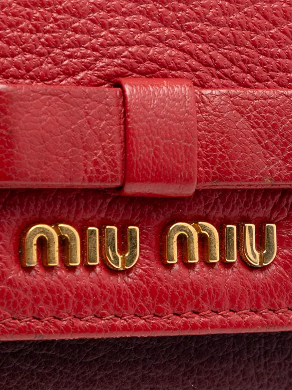 Miu Miu Pre-Owned 2010-2026 Bicolor Goatskin Madras Bow Wallet On