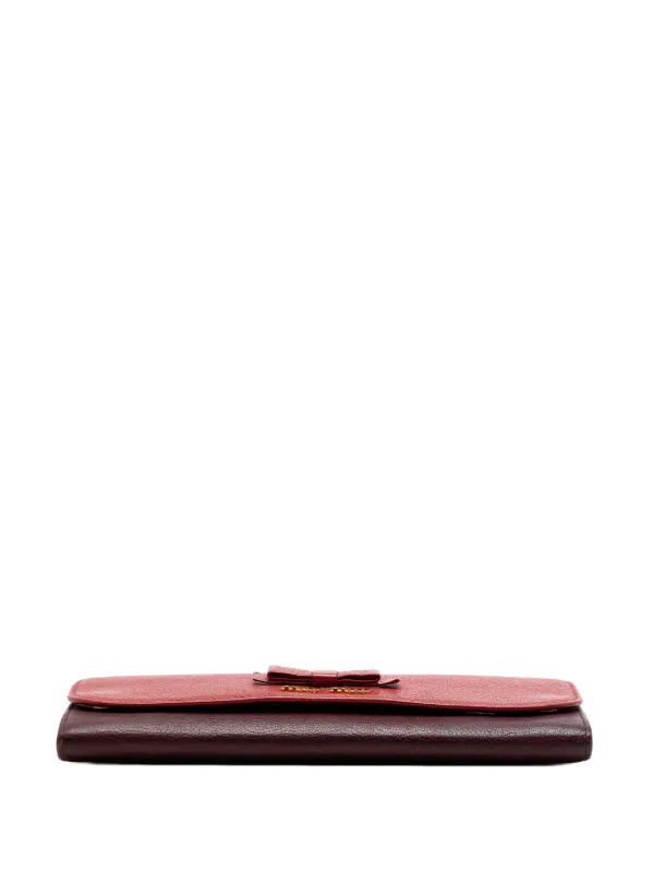 Miu Miu Pre-Owned 2010-2026 Bicolor Goatskin Madras Bow Wallet On