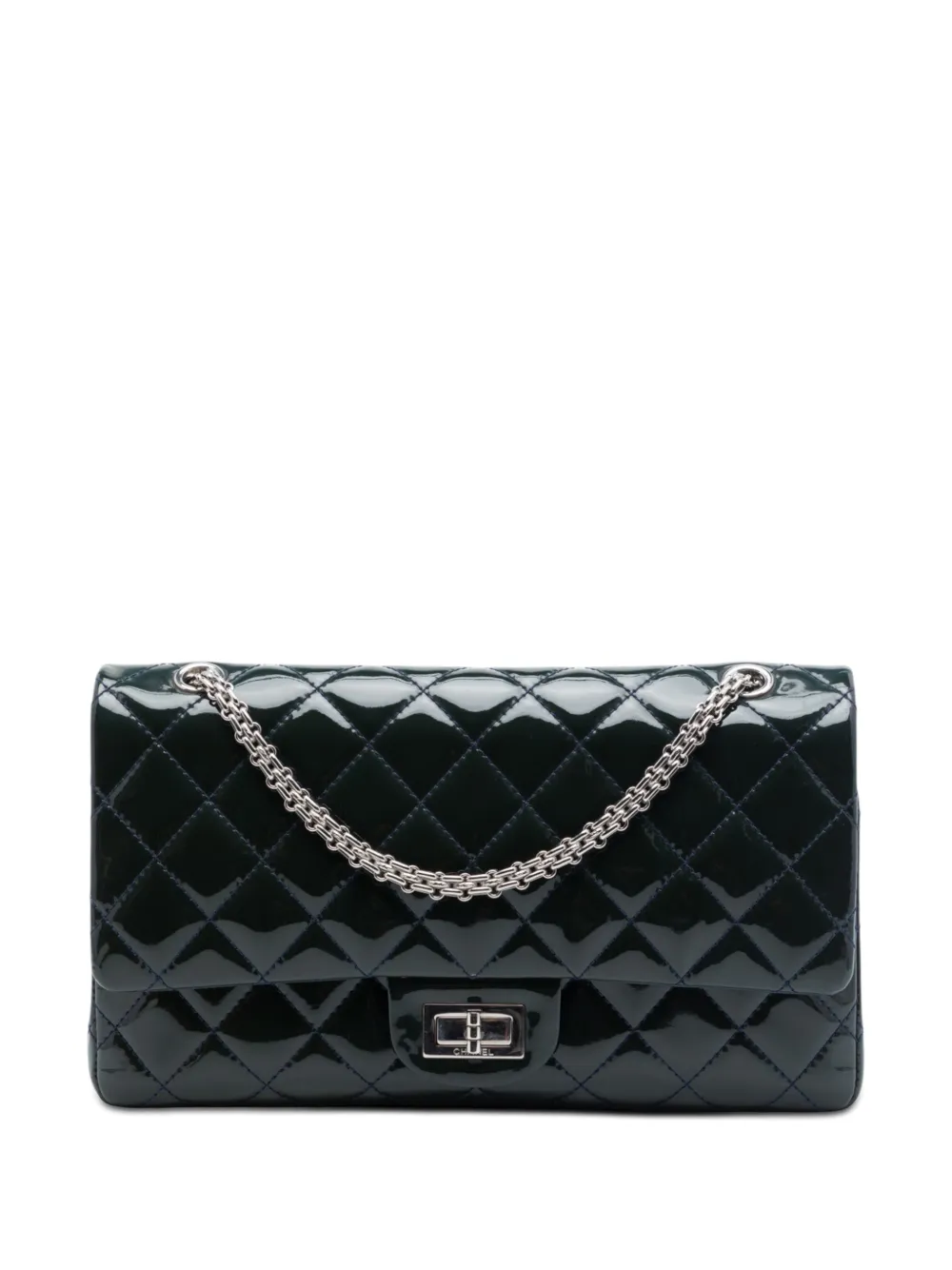 CHANEL Pre-Owned 2009-2010 Quilted Patent Reissue 2.55 Double Flap 227 shoulder bag - Blu