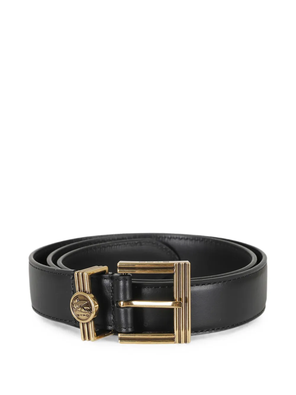 ETRO Pegasus leren riem met gesp Zwart