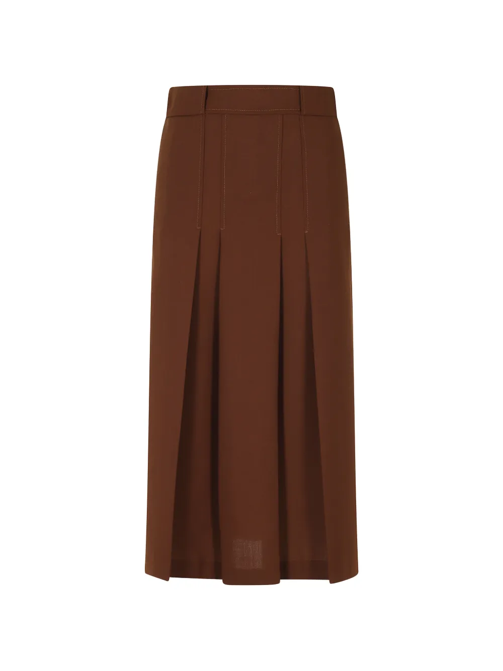 Semicouture Janette pleated-detail belt-loops midi skirt - Marrone