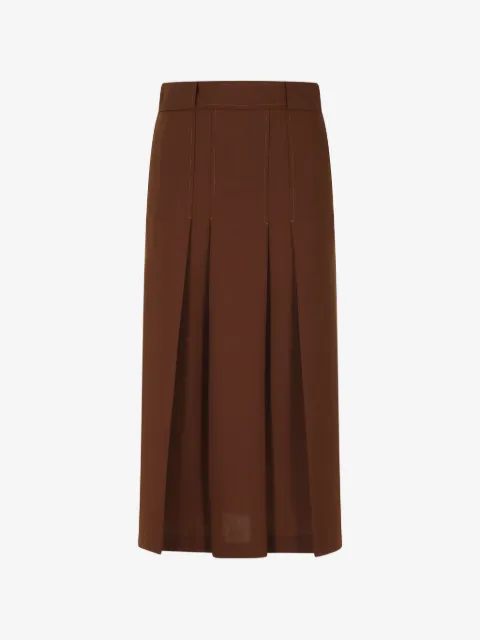 Semicouture Janette pleated-detail belt-loops midi skirt