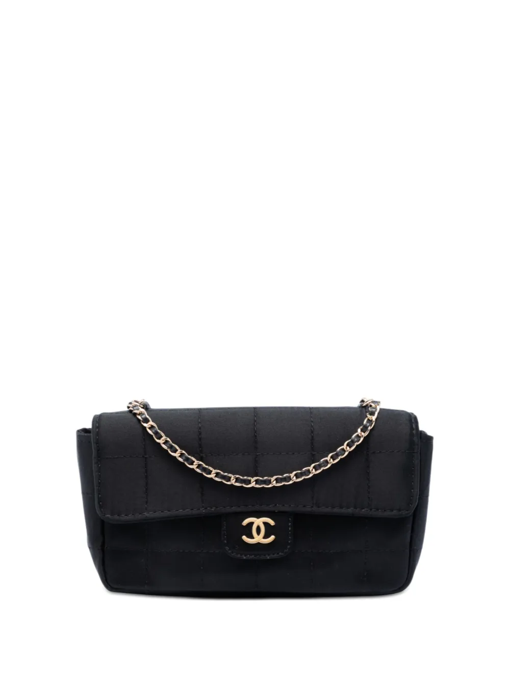 CHANEL Pre-Owned 2003-2004 Mini Square Chocolate Bar Satin Single Flap crossbody bag - Nero